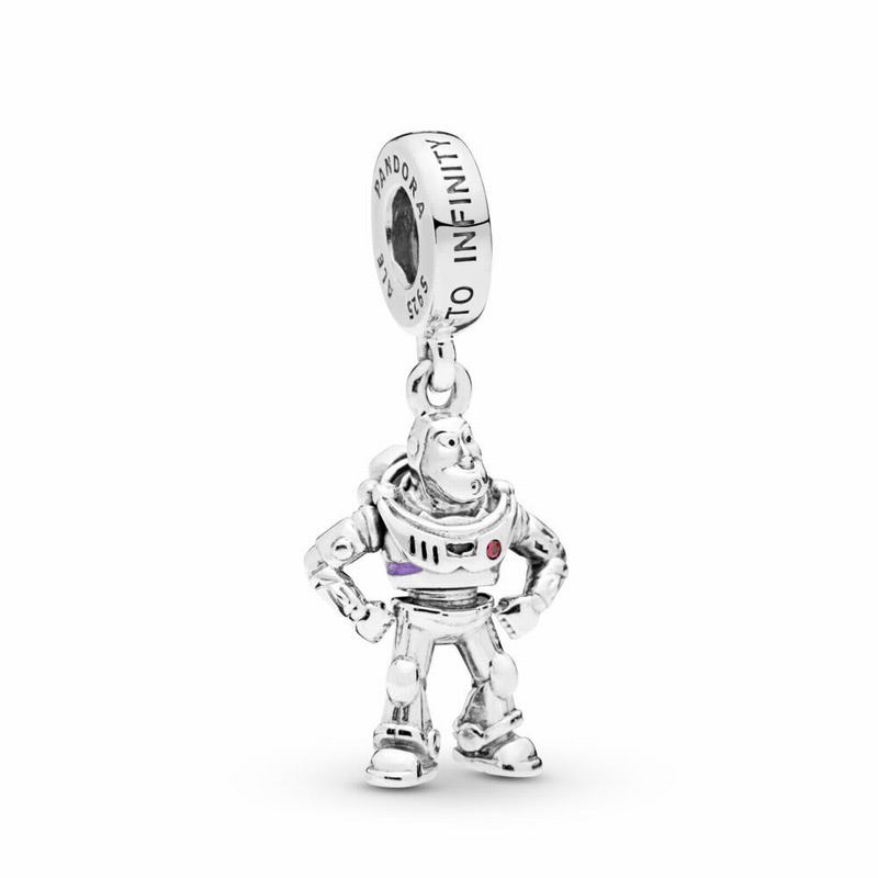 Pandora Disneyr Pixar, Toy Story, Buzz Lightyear Dangle Charm - Sterling Silver/Enamel/Purple/Cubic